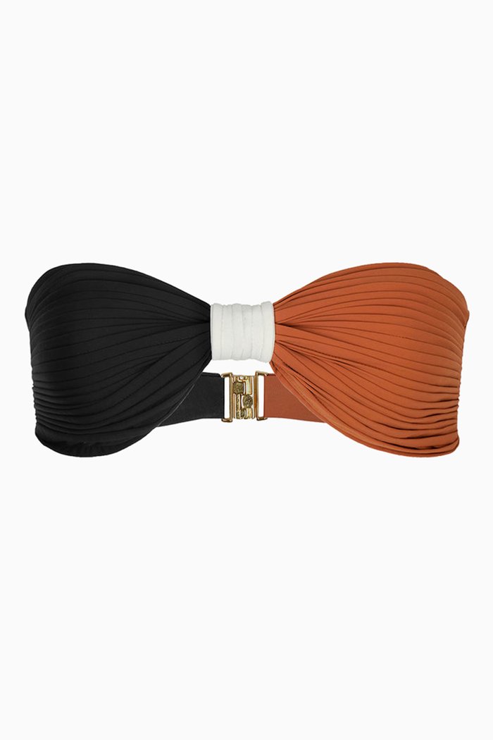 

Emma Pleated Bikini Top in Lycra, Black