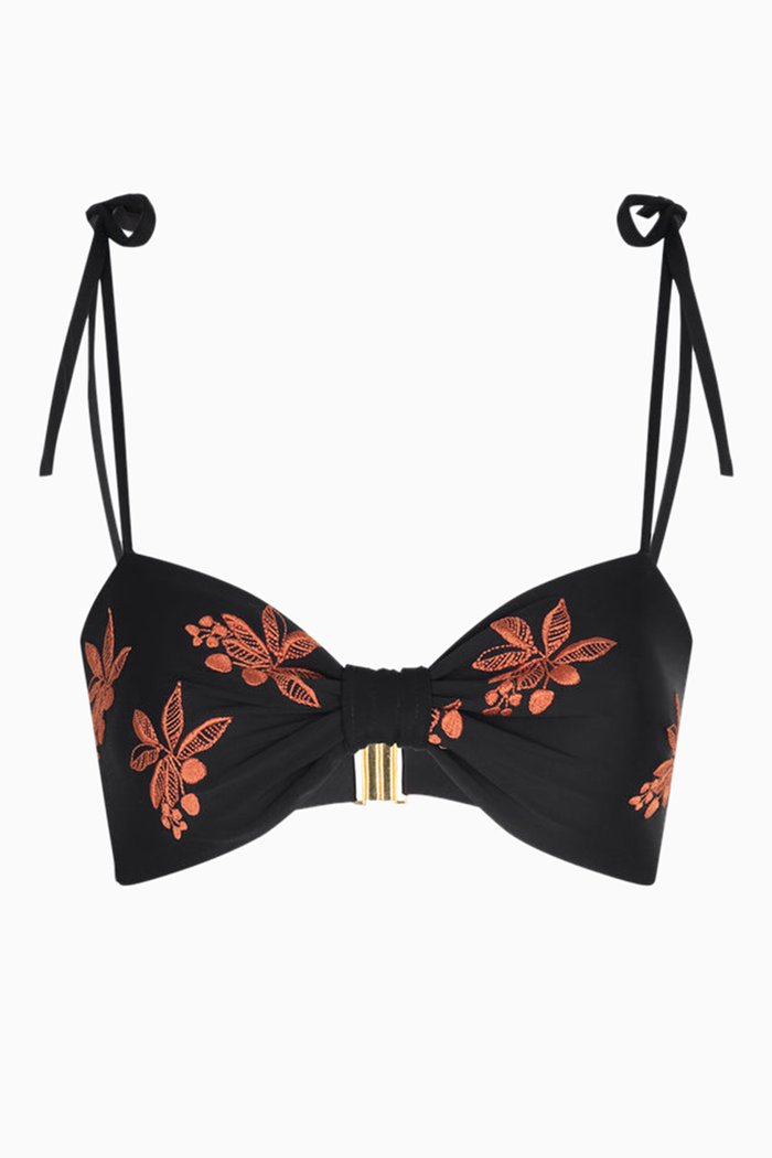 

San Miguel Embroidered Top in Lycra, Black