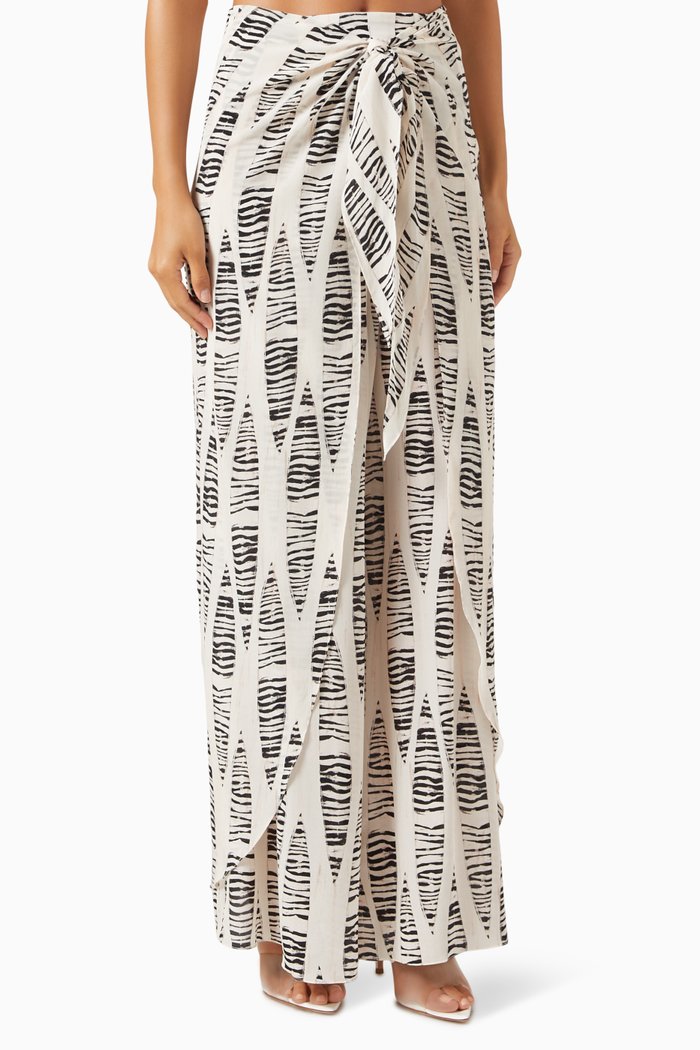 La Bamba Pants in Crepe de Chine, Multicolour