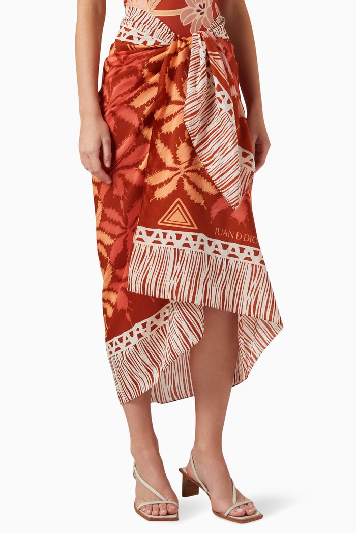 

De La Falaise Sarong in Cotton & Silk, Brown