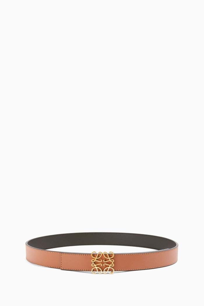 Anagram Reversible Belt in Calfskin, Brown