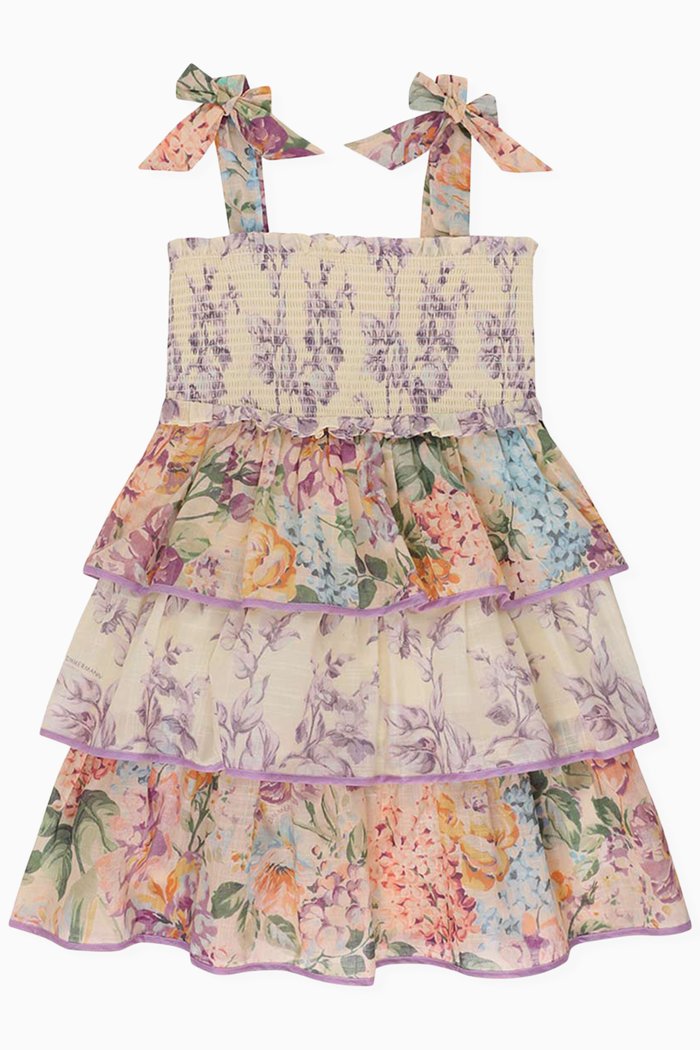 

Halliday Tiered Dress in Cotton, Multicolour