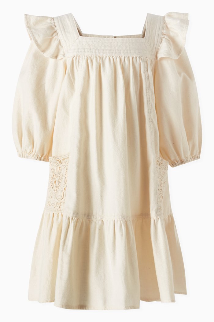Halliday Dress in Denim, White