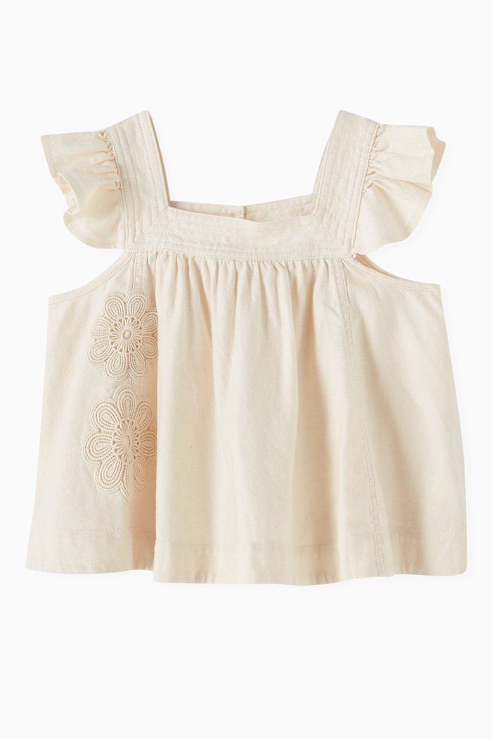 

Halliday Top in Denim, White