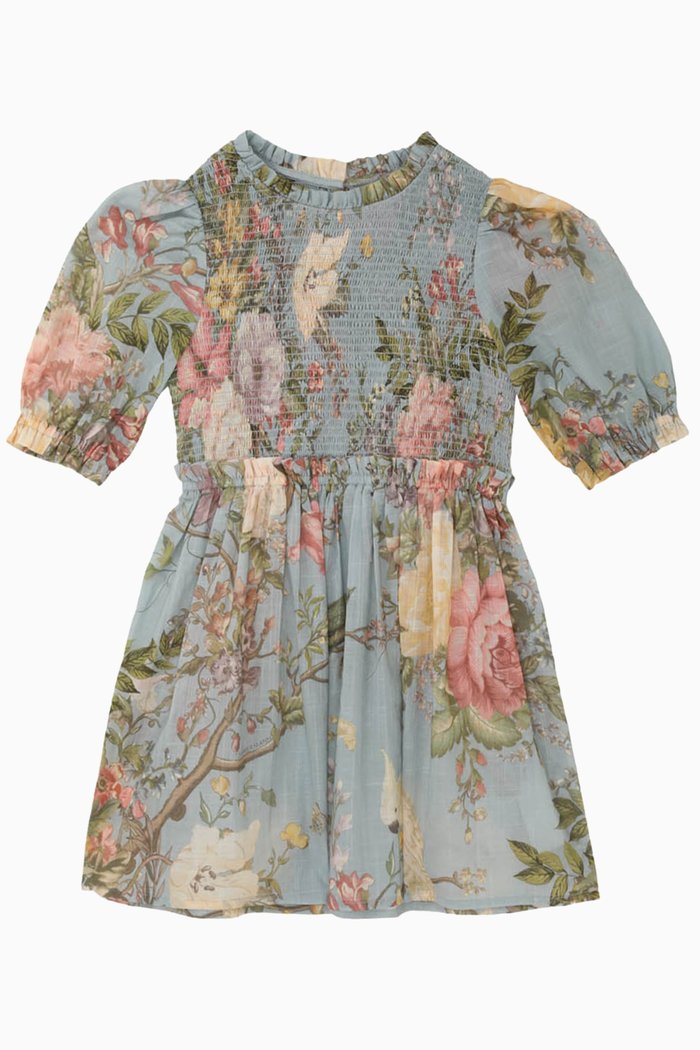 

Waverly Puff Sleeve Dress in Cotton, Blue