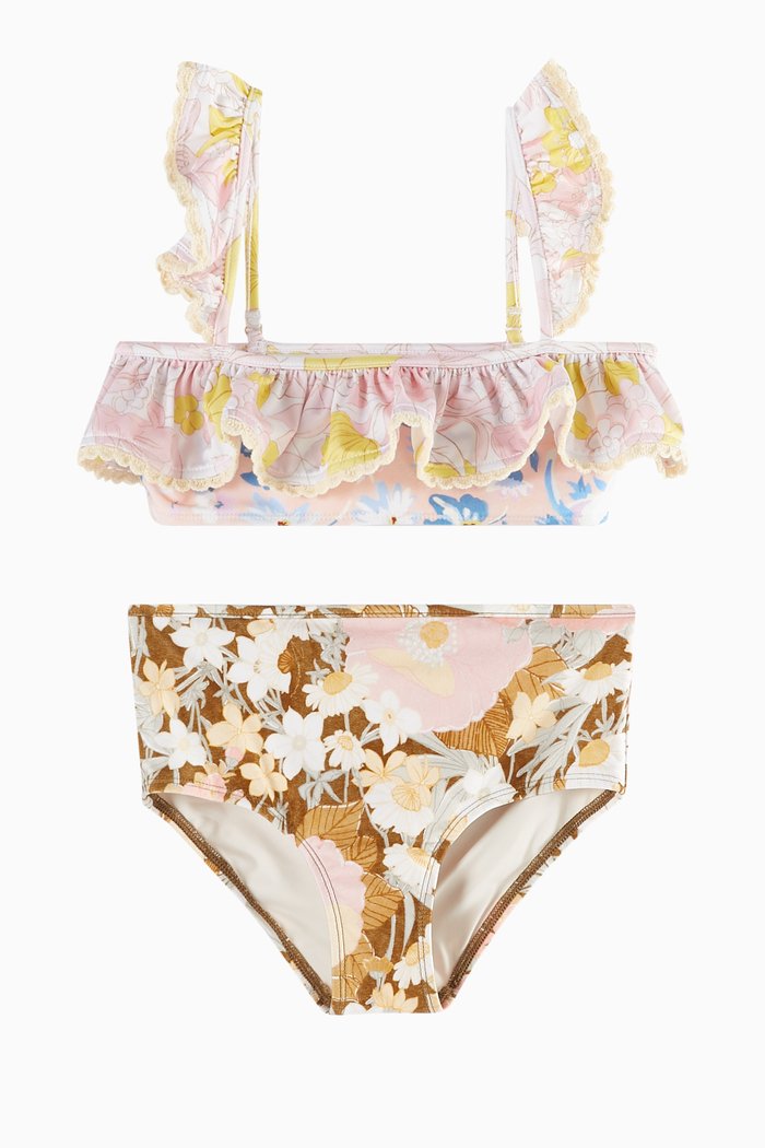 

Pop Trim Frill Bandeau Bikini Top, Multicolour