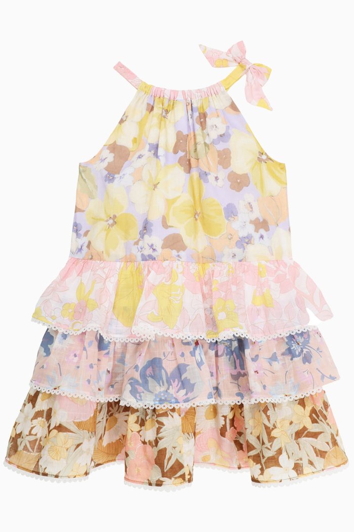

Pop Tiered Halter Dress in Cotton, Multicolour