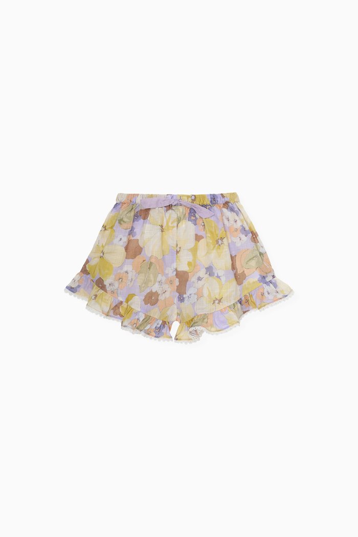 Pop Frill Shorts in Cotton, Purple