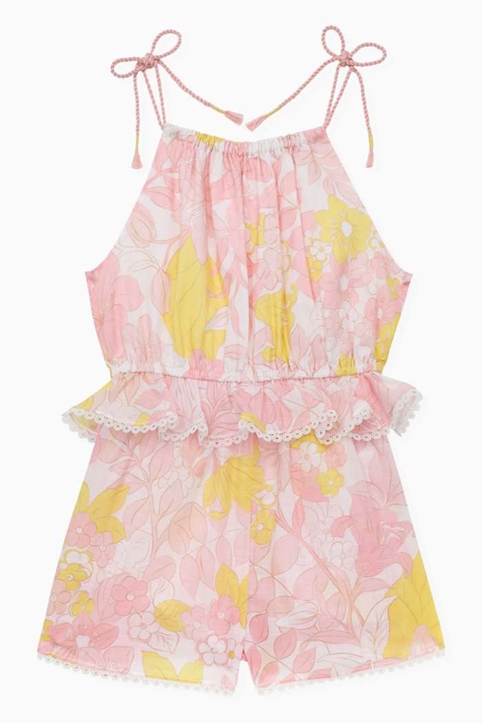 

Pop Tie Playsuit in Cotton, Pink