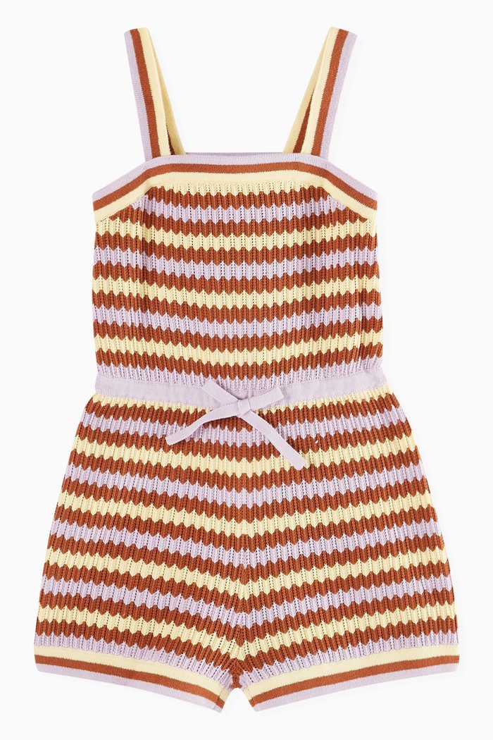 

Pop Playsuit in Textured Cotton, Multicolour