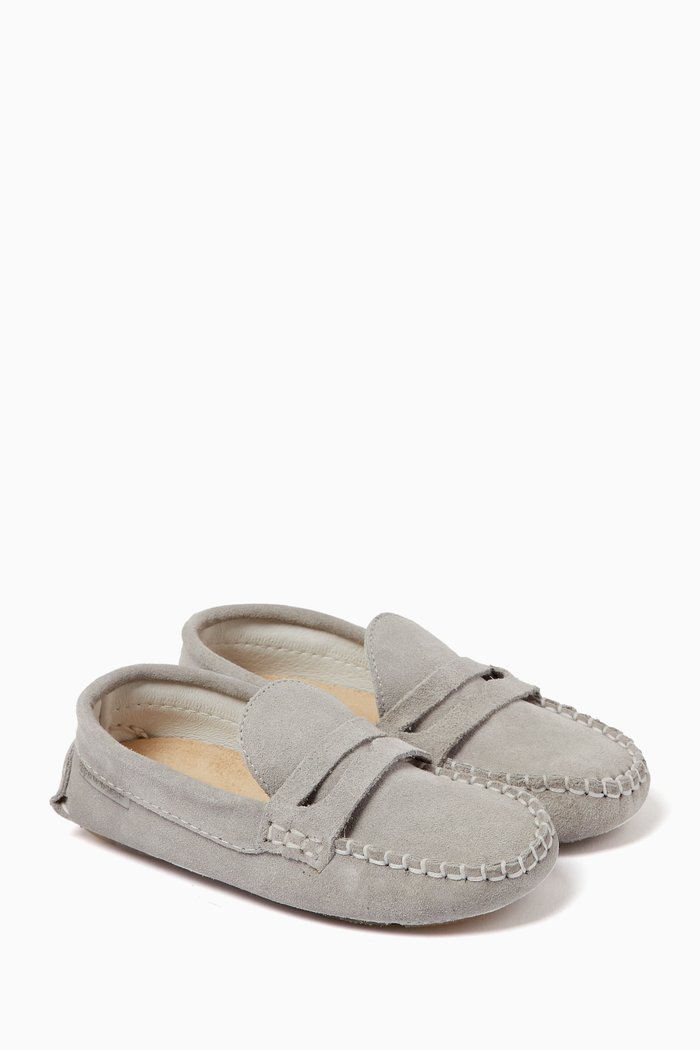 

Contrast-stitch Loafers in Suede, Grey