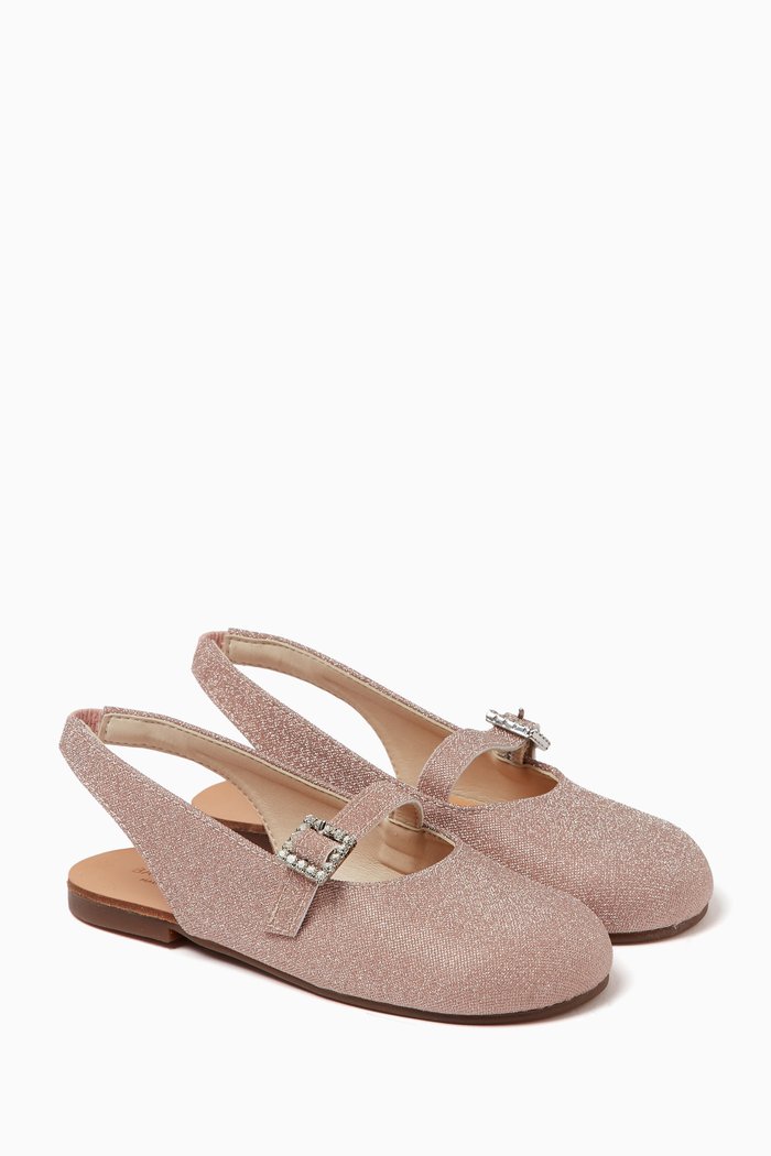 Embellished Slingback Ballerina Shoes, Pink