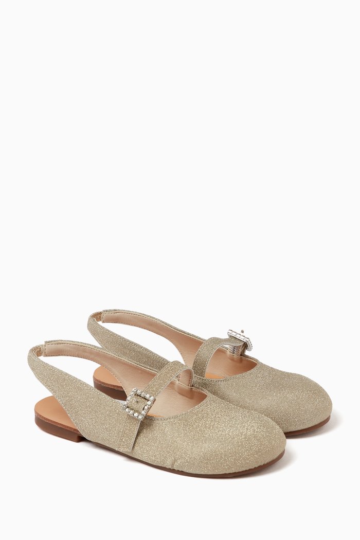 

Embellished Slingback Ballerina Shoes, Gold