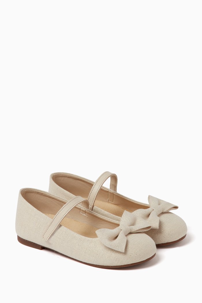 

Bow-embellished Ballerina Shoes, Neutral