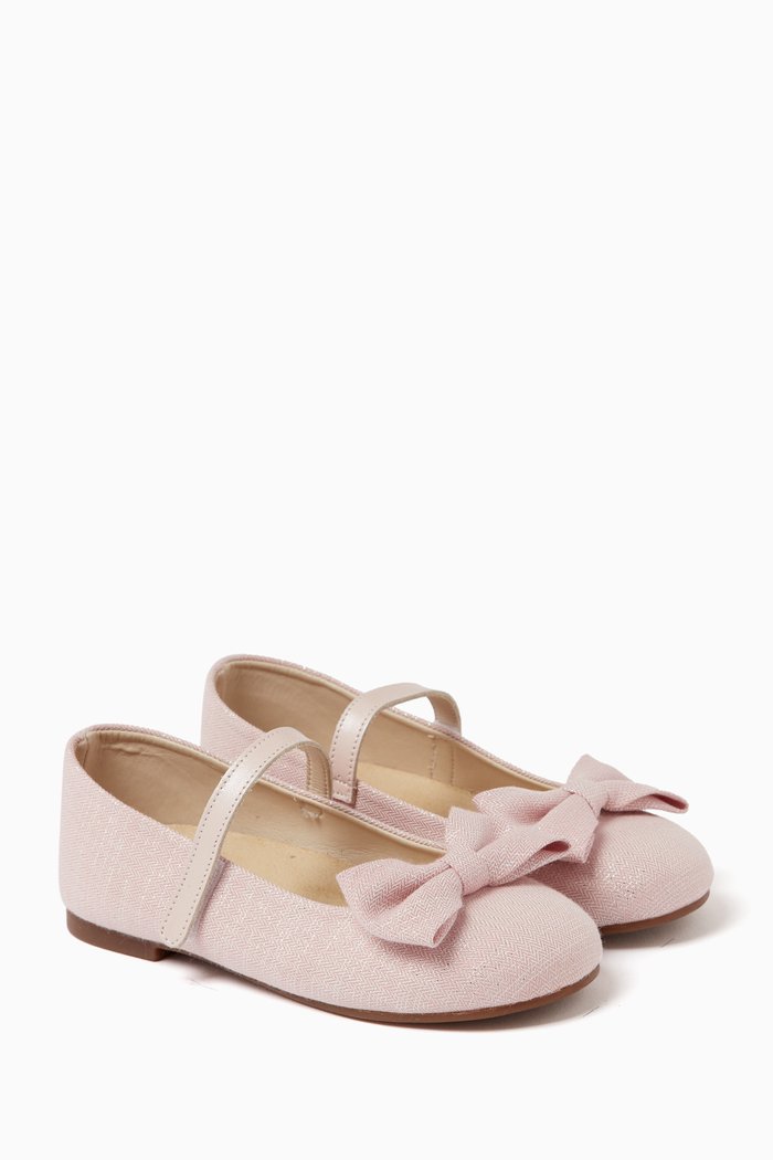 

Bow-embellished Ballerina Shoes, Pink