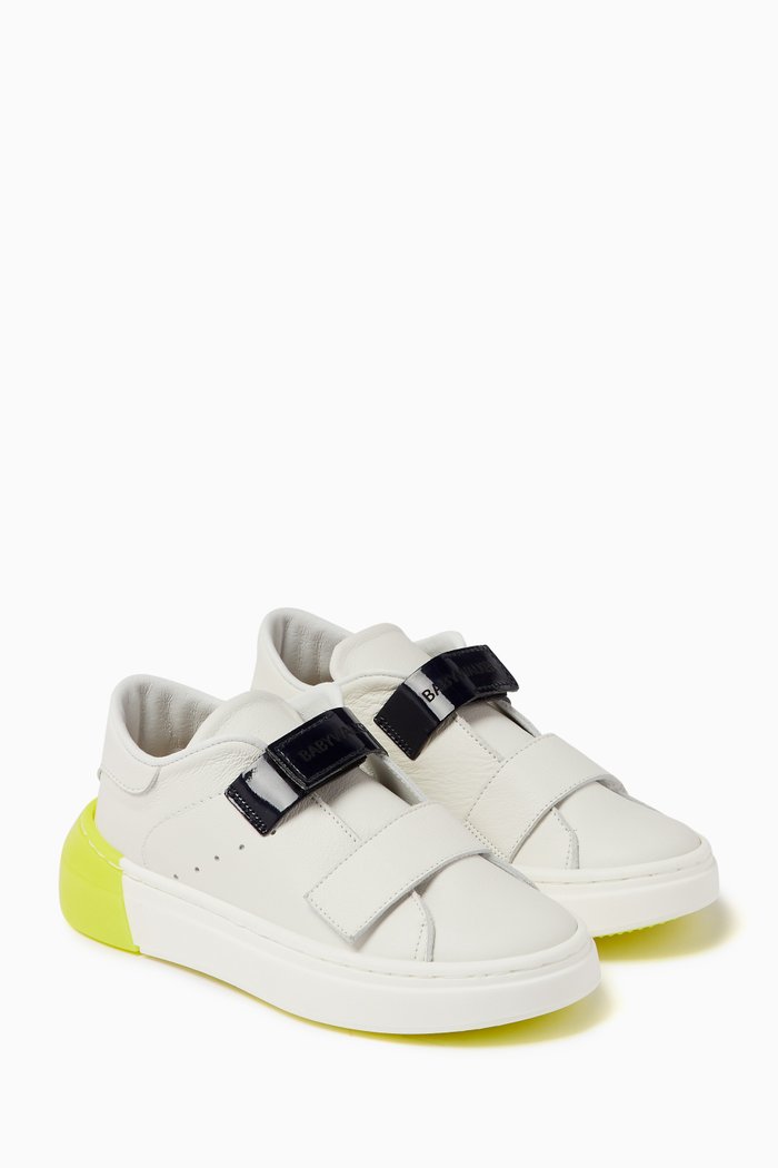 

Velcro Strap Sneakers in Leather, White