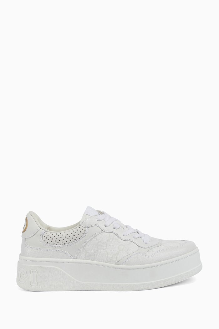 GG Sneakers in Leather, Grey