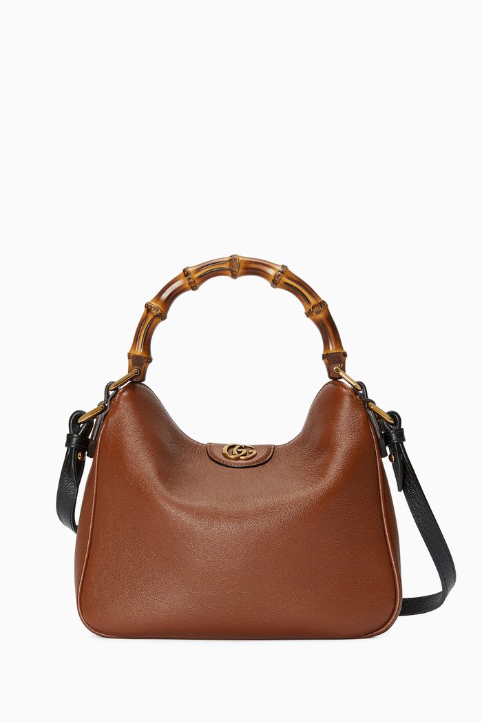 

Small Diana Shoulder Bag in Leather, Brown