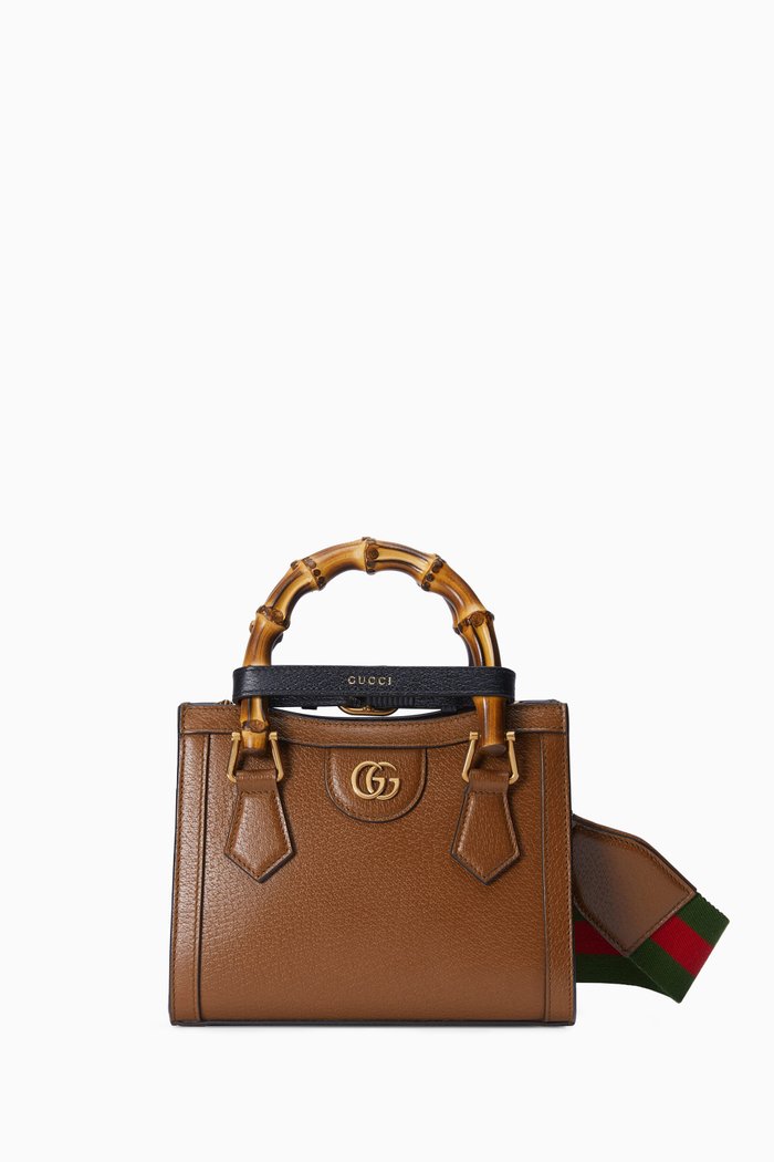 

Mini Diana Tote Bag in Leather, Brown