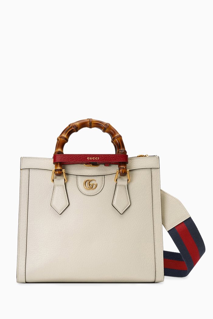 

Small Diana Tote Bag in Leather, White