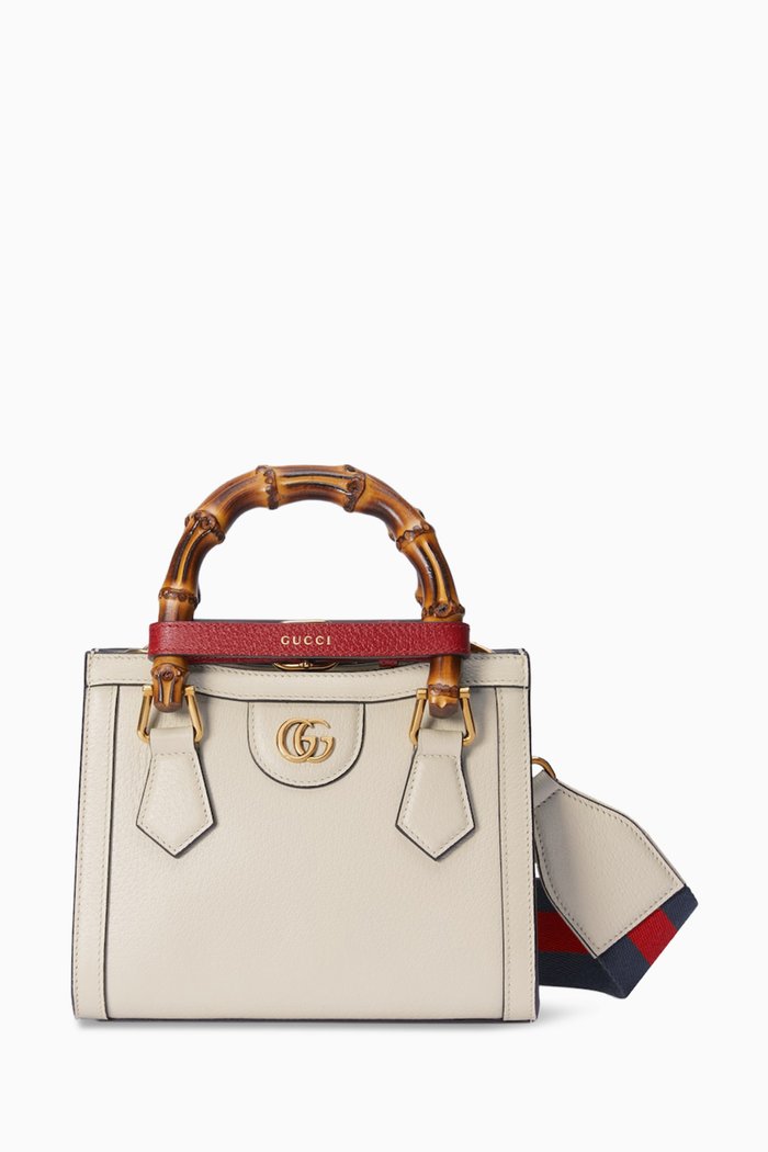

Mini Diana Tote Bag in Leather, White