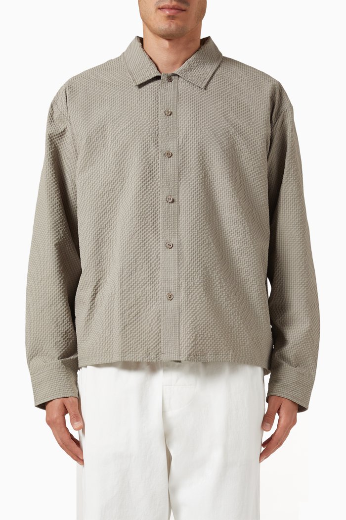 Vacation Button-up Shirt in Cotton, Brown
