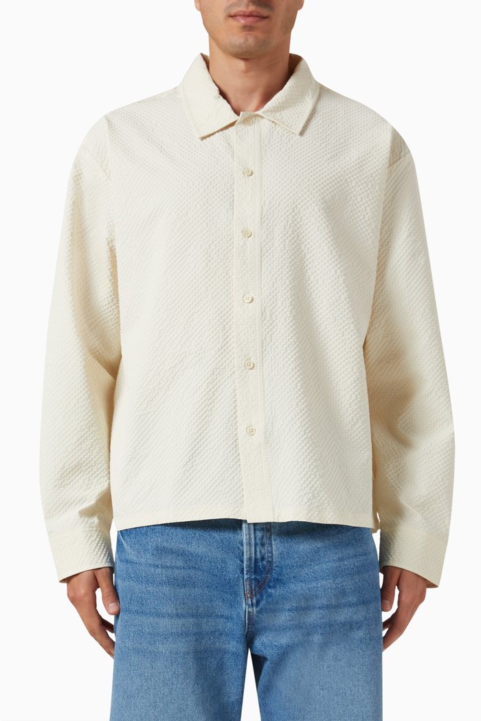 Vacation Button-up Shirt in Cotton, Neutral