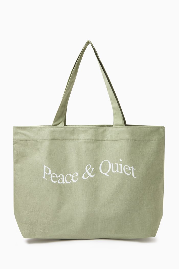 

Wordmark Tote Bag in Cotton, Green