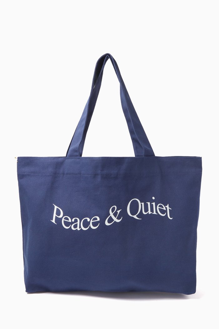 

Wordmark Tote Bag in Cotton, Blue