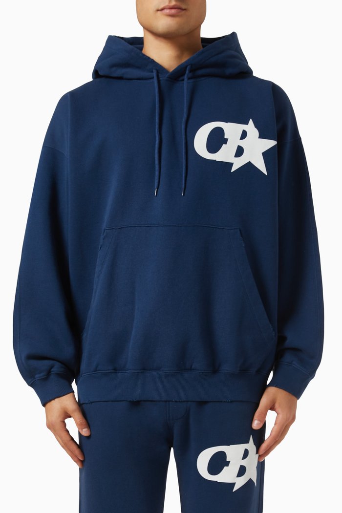 Star Hoodie in Cotton, Blue
