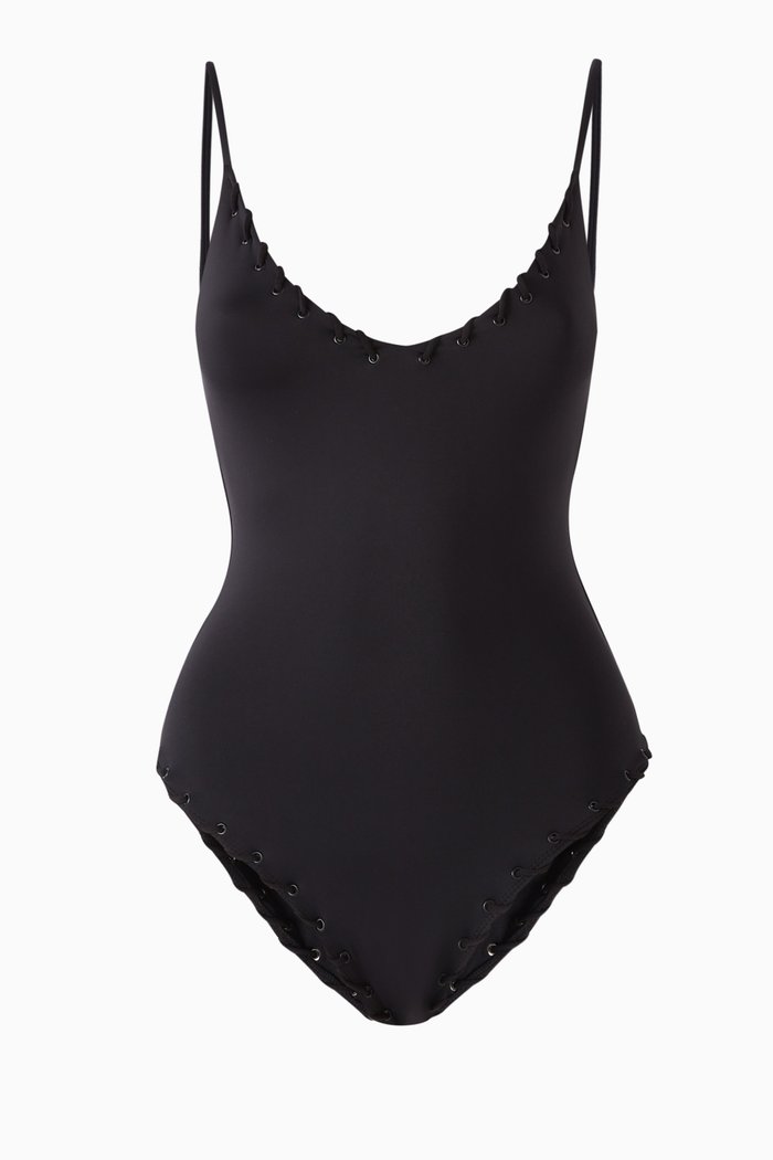 

Whip Stitch One-piece Swimsuit, Black