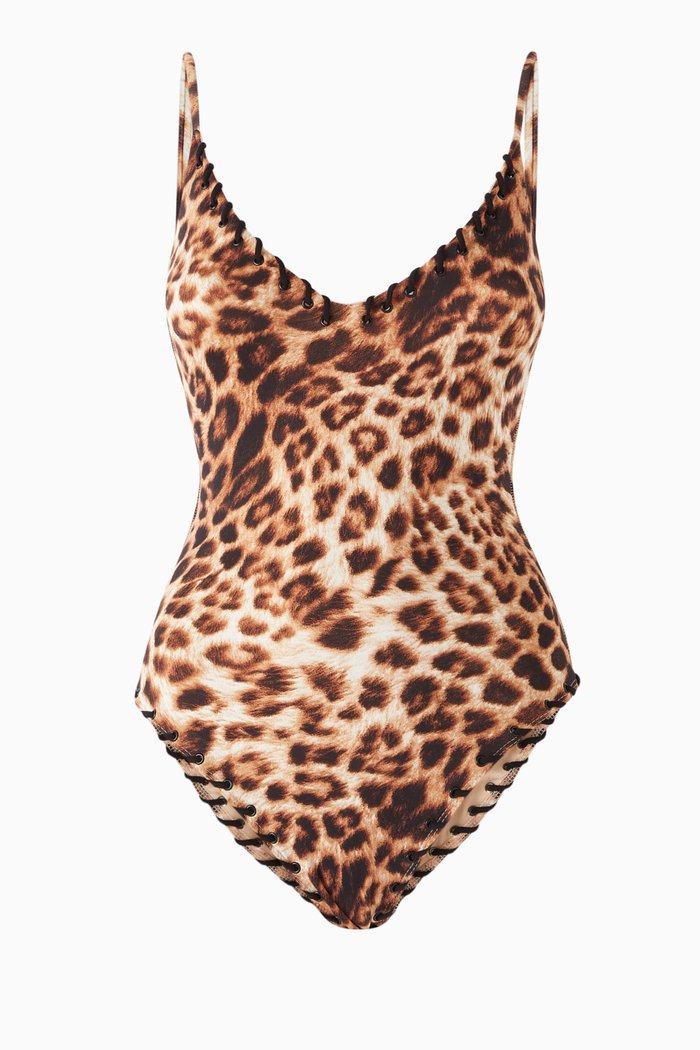 

Whip Stitch One-piece Swimsuit, Brown
