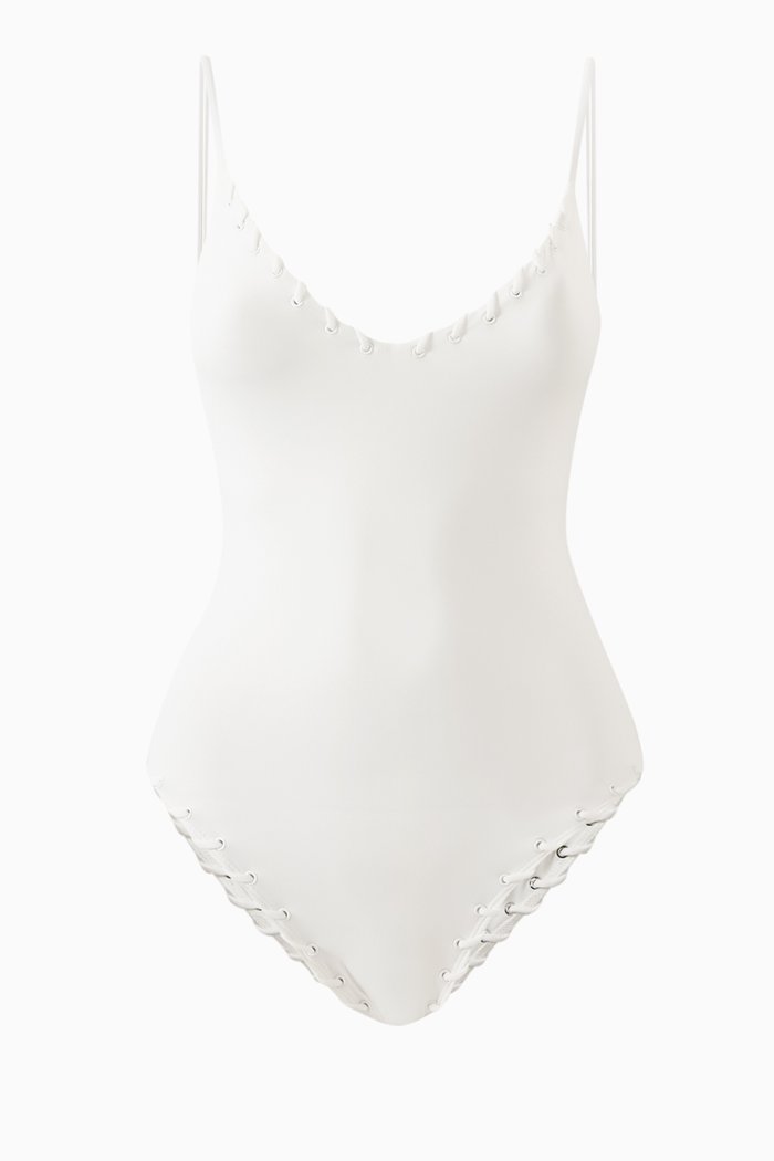 

Whip Stitch One-piece Swimsuit, White