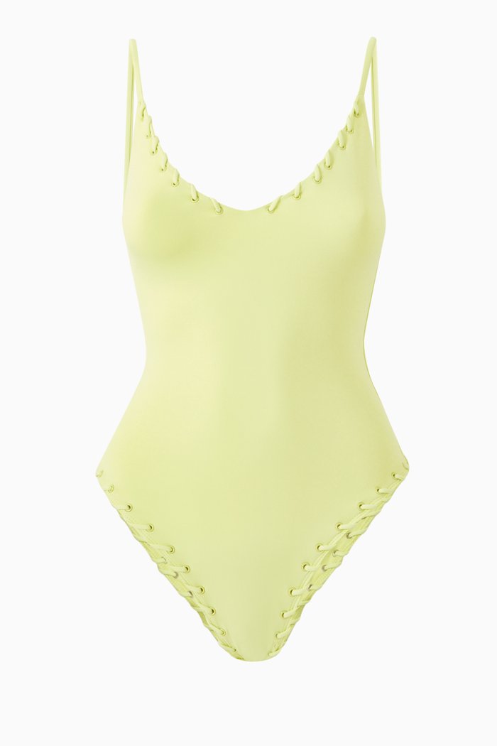 Whip Stitch One-piece Swimsuit, Yellow