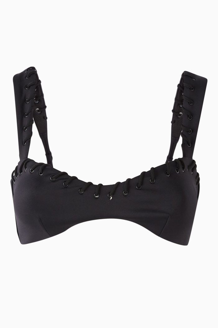 

Whip Stitch Sweetheart Bikini Top, Black