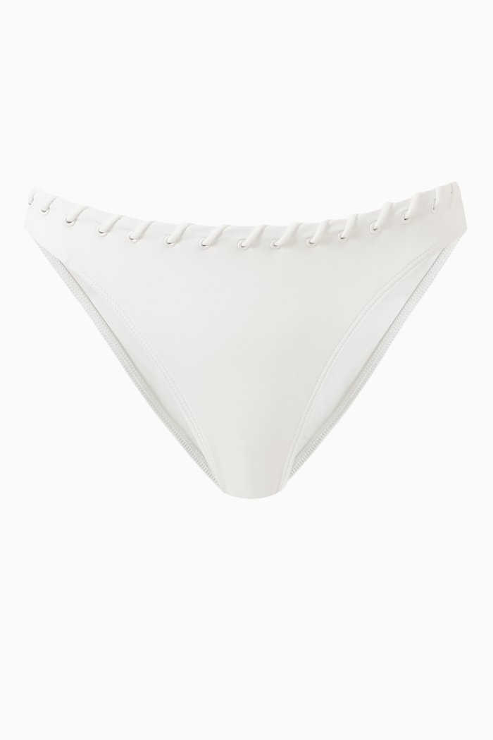 

Whip Stitch Bikini Briefs in Nylon-blend, White