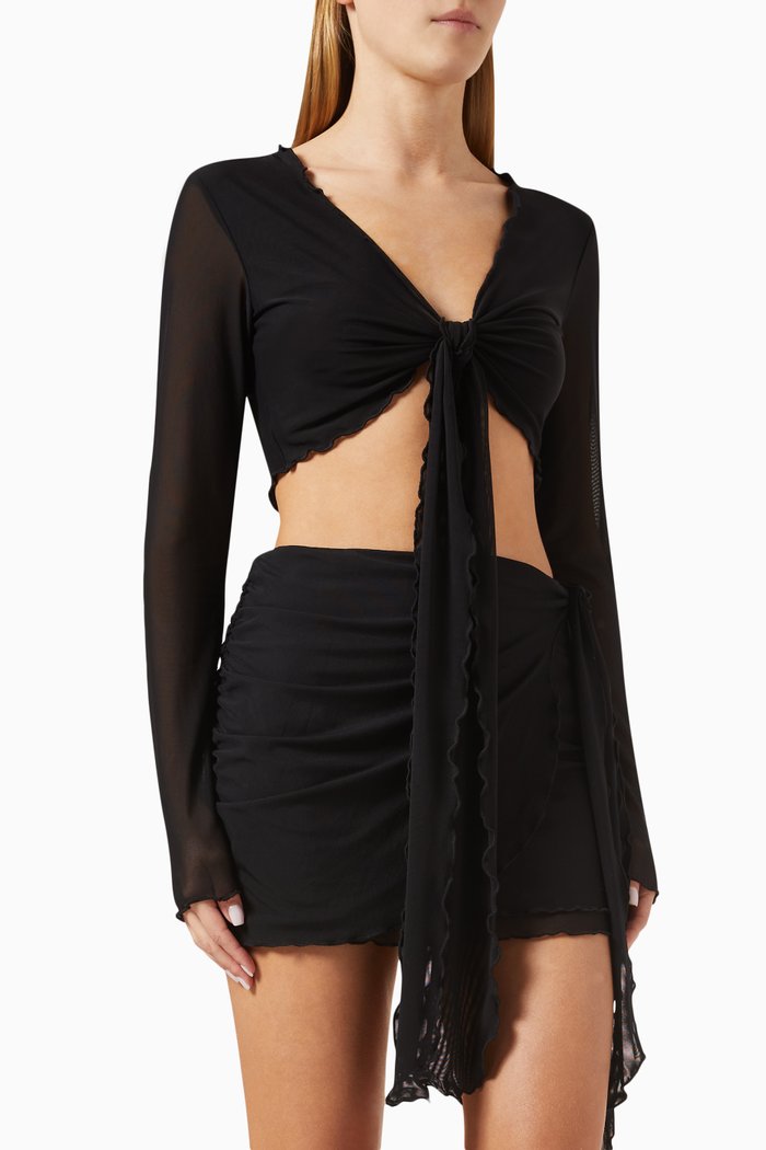 

Tie Cover-up Top in Mesh, Black