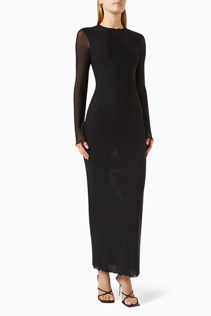 

Cover Up Maxi Dress in Mesh, Black