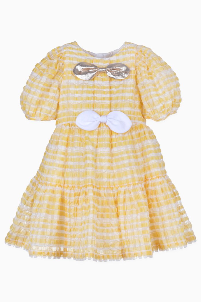 

Puff Sleeve Bodice Dress in Organza, Yellow