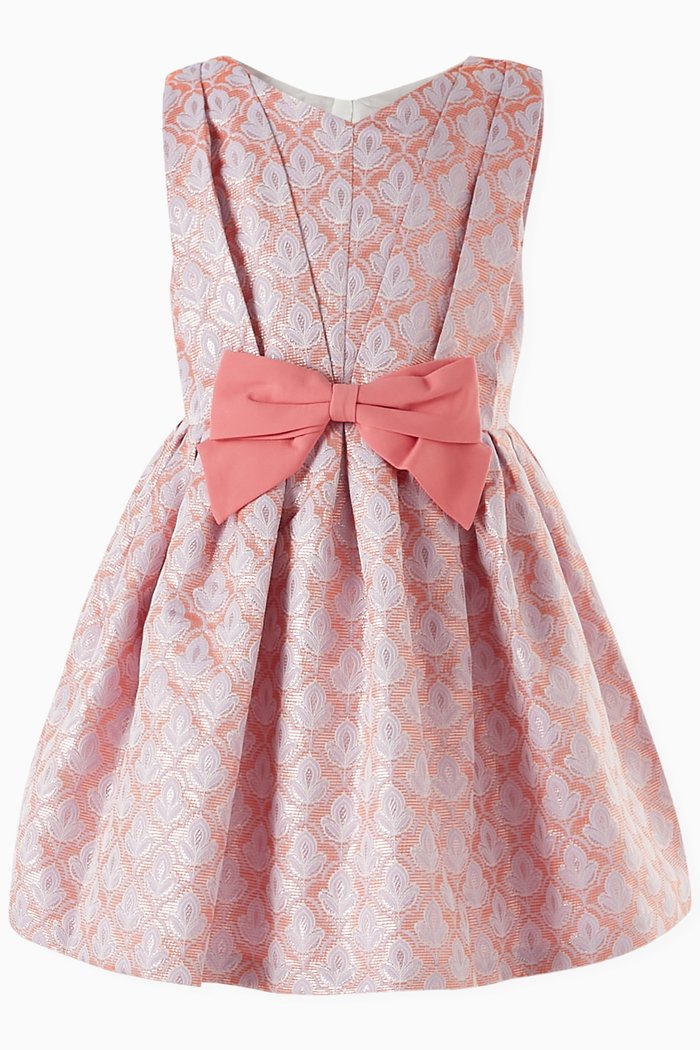 

Pleated Bodice Dress in Jacquard, Pink