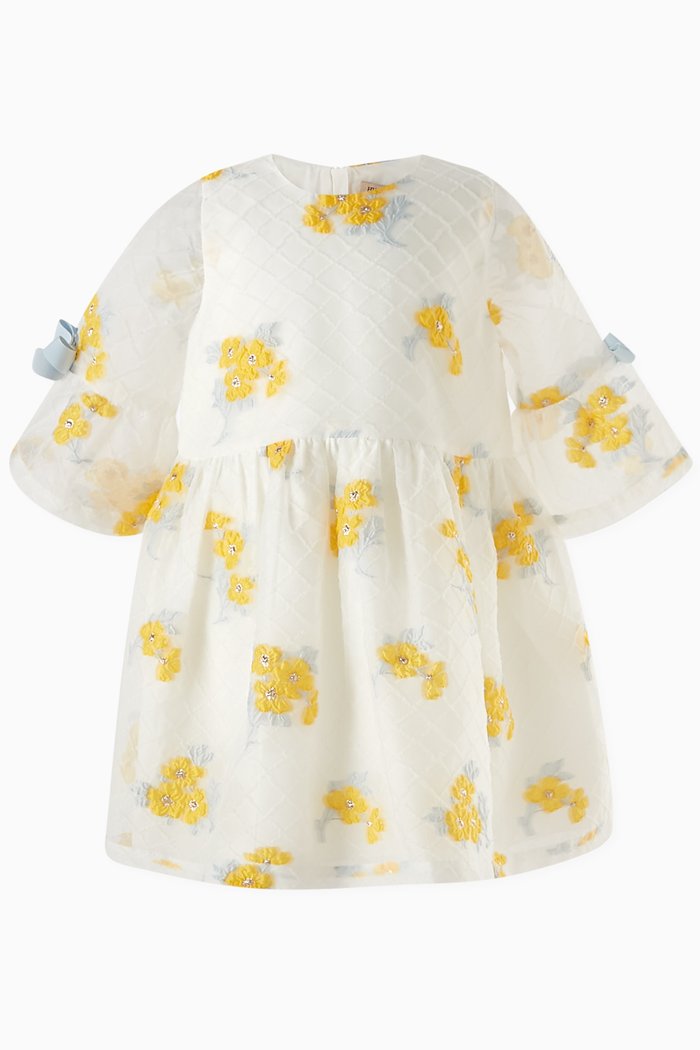 

Bell Sleeve Shift Dress in Organza, Yellow