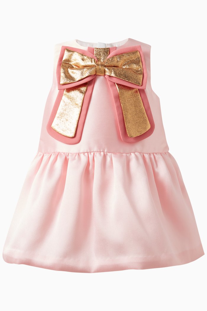 

Guilded Bow Dress & Bloomers in Satin, Pink