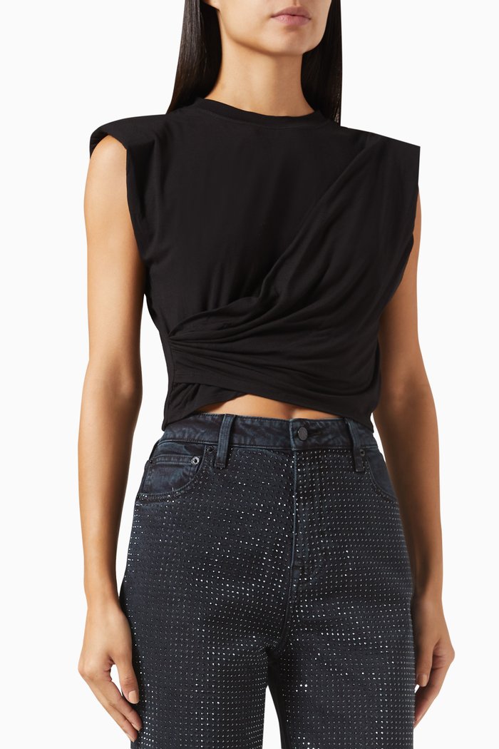 

Estelle Wrap Top in Stretch-jersey, Black
