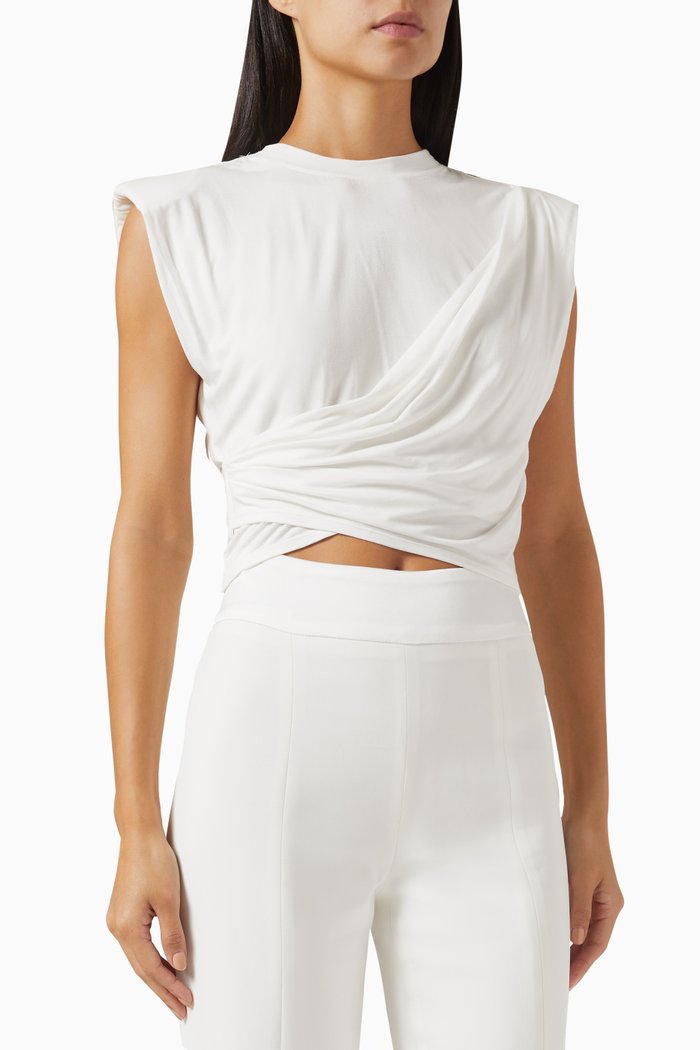

Estelle Wrap Top in Stretch-jersey, White