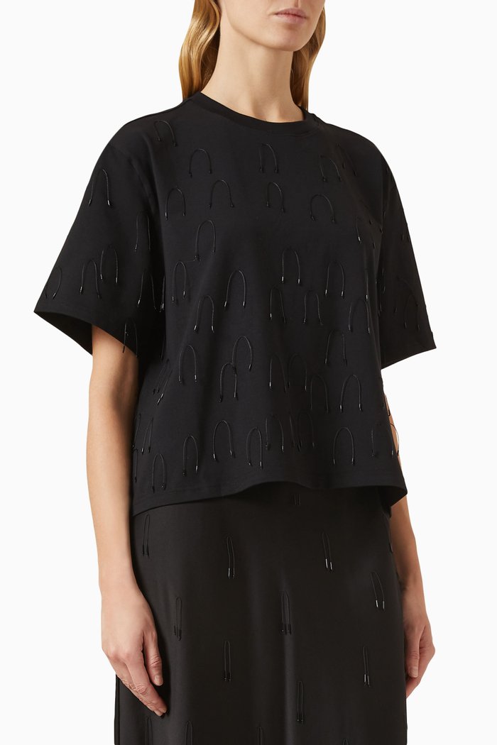 

Amaru Embellished T-shirt in Cotton-jersey, Black