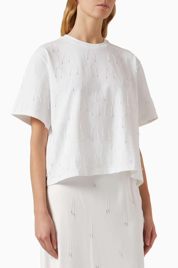 

Amaru Embellished T-shirt in Cotton-jersey, White