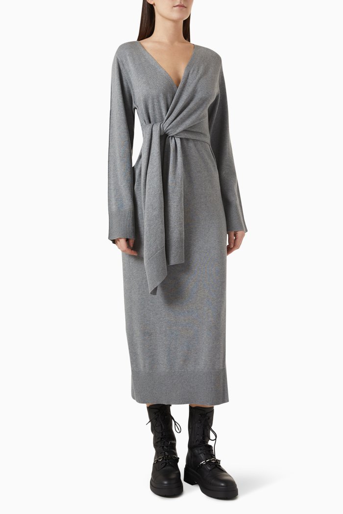 

Skyla Midi Dress in Cotton & Cashmere, Grey