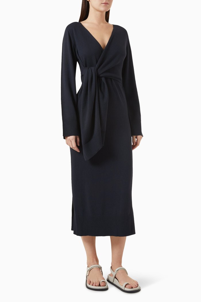 

Skyla Midi Dress in Cotton & Cashmere, Blue
