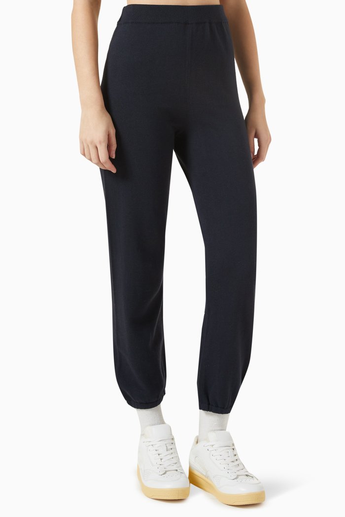 Elasticated Joggers in Cotton & Cashmere, Blue