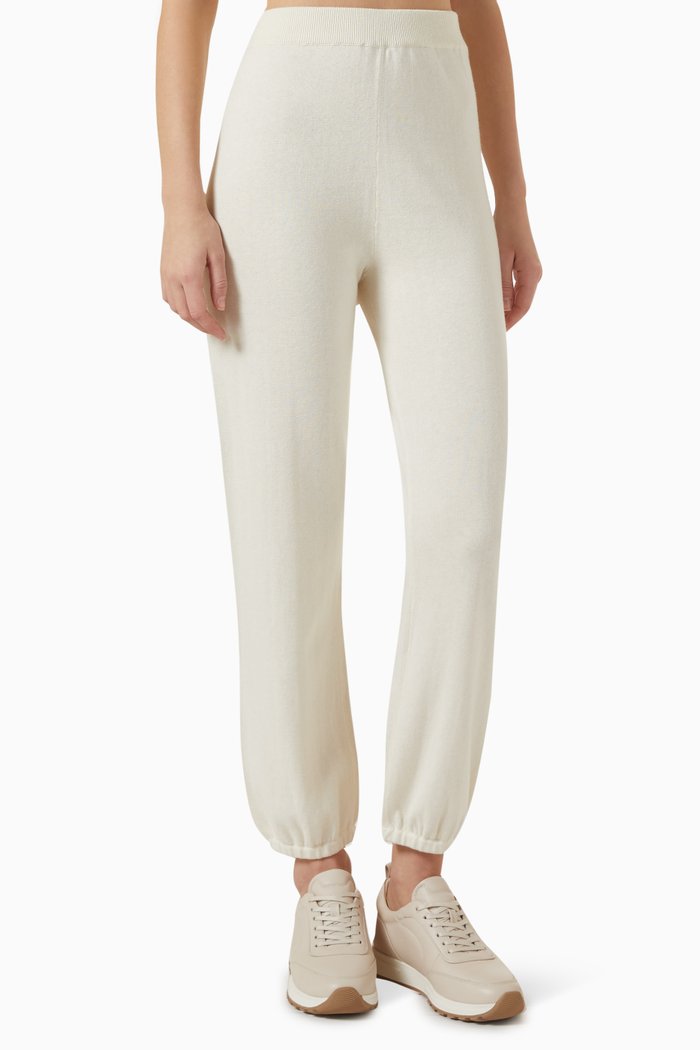 Elasticated Joggers in Cotton & Cashmere, Neutral